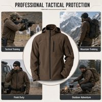 Veste bomber tactique robuste pour homme, en softshell, marron, à capuche, streetwear, printemps, randonnée en plein air, plusieurs poches, équipement utilitaire