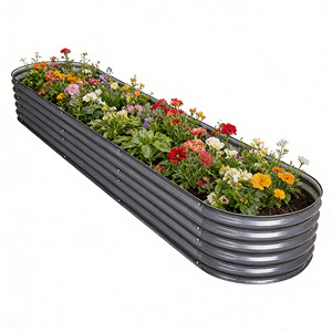 Potager surélevé ovale en acier galvanisé durable - Design moderne et écologique pour la culture de légumes et d'herbes à domicile - Product Image 1