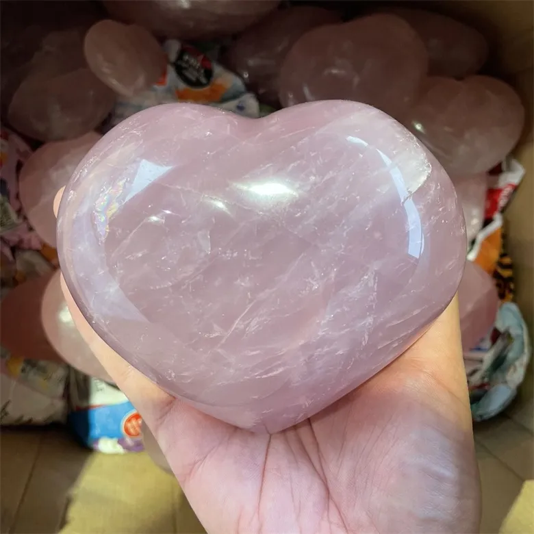 Natural Healing High Quality Crystals Heart Shape Big Size Large Pink Rose Quartz Hearts For Sale