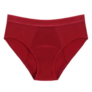 Bamboe Stof Lage Taille Bikini 4-Layer Lekvrije Periode Broek Wasbaar Menstruele Ondergoed