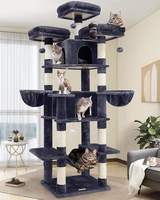 Grande tour pour chats d'intérieur, tour pour chats de 80 pouces pour plusieurs chats adultes, arbre à chat XXL avec poteau à gratter, hamac gris fumé