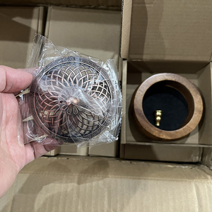 中式禅意香薰炉木制香炉带复古金属盖 - Product Image 5
