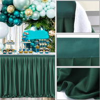 Jupe de table rustique en tissu polyester plissé, résistante aux plis, pour décoration de fête, couvre-table de buffet pour anniversaire et mariage