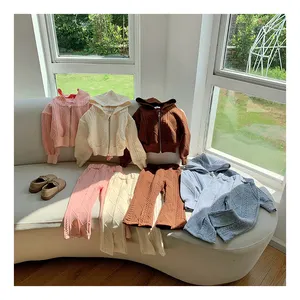 Mùa Xuân Mùa Thu Bé Cô Gái Trẻ Em Quần Áo Bộ Đồ Thể Thao Quần Áo Dệt Kim Hoodies Lỏng Quần 2 PC Phù Hợp Với Trẻ Em Mồ Hôi Phù Hợp Với