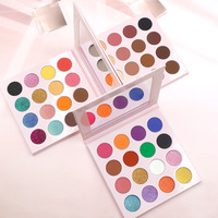 Palette de fards à paupières en poudre minérale 16 teintes, godets de 26 mm, haute intensité de couleur, finis mat, métallique et pailleté, personnalisable en blanc, vente en gros
