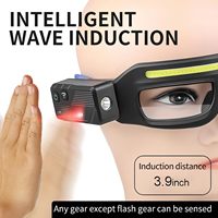 Kacamata LED Cerdas Lampu Depan Isi Ulang Sensor Gerak Kontrol Sentuh 5 Mode USB Berlampu untuk Lari Berkemah Memancing Bersepeda