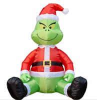 Déguisement gonflable du Grinch assis avec lumières LED intégrées pour la décoration de Noël et comme accessoire de jardin