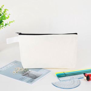 Pochette à fermeture éclair en toile de coton personnalisée en gros, impression de logo, étui à crayons / sac à stylos - Product Image 1