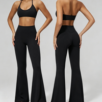 Ensemble de yoga pour femme : soutien-gorge de sport personnalisé à maintien élevé et leggings évasés effet fesses galbées, séchage rapide, coupe-vent