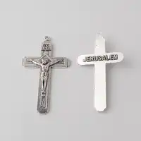 silver plated metal crucifix pendant parts