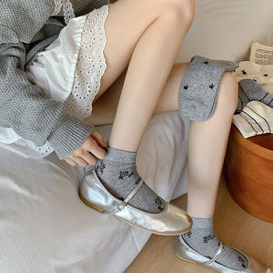 2025 primavera/verano estilo coreano INS moda Simple flor pequeña dulce rayas algodón barco Calcetines <span class=keywords><strong>para</strong></span> mujeres compresión corta - Product Image 4