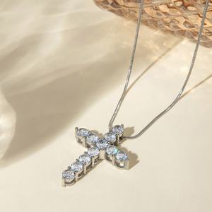 Colliers Pendentifs Croix en Acier Inoxydable Plaqué Or avec Zircon, Bijoux Personnalisés Permanents, Vente en Gros pour Hommes et Femmes - Product Image 2