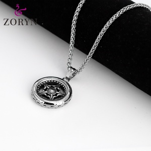 Colliers pendentifs étanches en acier inoxydable avec crâne floral, style gothique, punk, vintage, motard, rétro, en acier titane, bijoux de mode pour hommes - Product Image 4