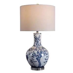 Hochwertige chinesische Art Deco runde Keramik vase Blau-Weiß Ingwer glas Kleine Wohnkultur Tisch lampe für Behinderte - Product Image 6