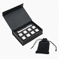 Accessoires pour le vin, accessoires de bar, ensemble cadeau de glaçons, refroidisseur de bière, perles de glace en acier inoxydable, boîte cadeau de luxe pour homme