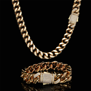 Cadena Cubana de Acero Inoxidable Chapada en Oro, Estilo Miami, Resistente a la Decoloración, para Hombre - Product Image 2