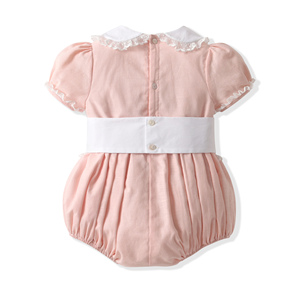 Adorable mameluco infantil Turn Down Collar Detalles de encaje Algodón suave Niñas recién nacidas Onesie Ropa Bebé Niña 3-6 meses Mamelucos - Product Image 2