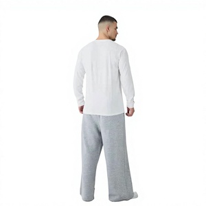 High Quality Blank 300gsm-500gsm Extreme Wide Leg Basic Sweatpants Unisex 100% Cotton Men's Straight Leg Joggers <b>Pants</b> Trousers - Product Image 1