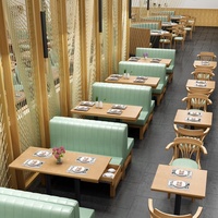 Meubles de restaurant en bois massif de style nordique, tables et chaises pour cafés, salons de thé/desserts, et banquette murale pour espaces de loisirs et de négociation