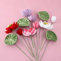 Lot de fleurs artificielles en fil tricoté, décoration florale, cadeau du Nouvel An pour les enseignants, fleurs de lotus au crochet faites à la main