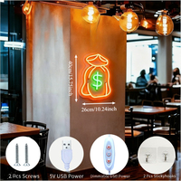 Letrero LED de Neón Personalizado al por Mayor con Diseño de Bolsa de Dinero en Contraste Naranja y Verde para Tienda, Cajero, Blogger Financiero, Luz Temática de Fortuna