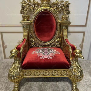 Rococo Royal <strong>Antique</strong> Style Gold Luxury Red <strong>Velvet</strong> Throne <strong>Chairs</strong> Wedding - Product Image 3