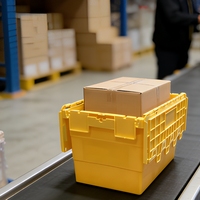 Boîte en plastique HDPE/PP perforée, empilable, emboîtable et renforcée, avec couvercle intégré, pour le transport de marchandises lourdes
