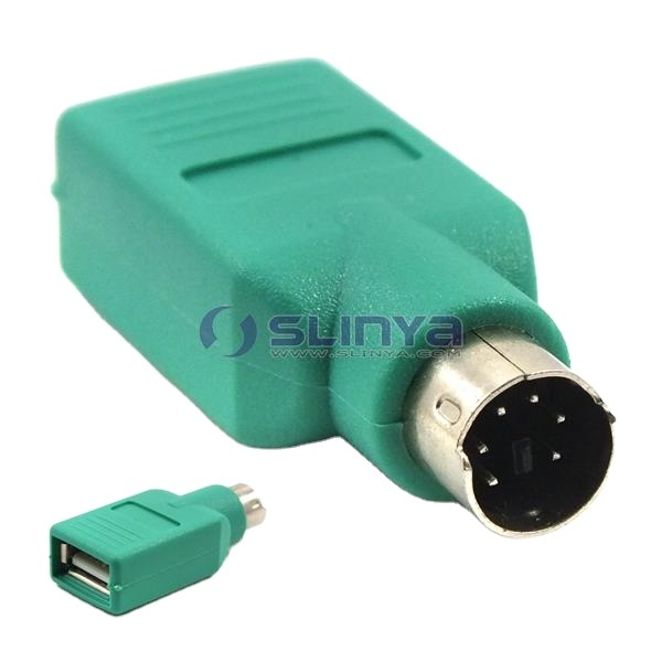 Green USB Female to PS/2 Male Keyboard Mouse Adapter