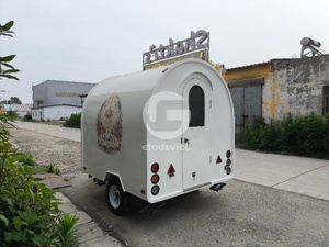 Etodevice Mobile Cute <b>Small</b> Mini Food Shopping Cart Coffee Food Truck With Umbrella - Product Image 2