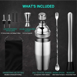 Set di strumenti da Bar in acciaio inossidabile da 750ml Kit per barman con ricette e borsa 8 pezzi - Product Image 2