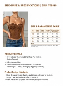 Corsetto da donna senza maniche a tinta unita, sexy, in pizzo, senza schienale, trasparente, traspirante, aderente, modellante, contenitivo, in saldo - Product Image 6
