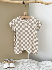 Nuevo Pelele de Punto Corto Korababy Grid 2026 para Bebés y Niños Pequeños, Unisex, Cierre de Botones, Estilo Casual de <span class=keywords><strong>Verano</strong></span> - Product Image 3