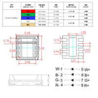Chip LED SMD 5050 RGBW de Alta Potencia SMT RGB+blanco 3000k/4000k/6500K 4 en 1 WRGB 4 * 1W, Hoja de Datos 5054 4W