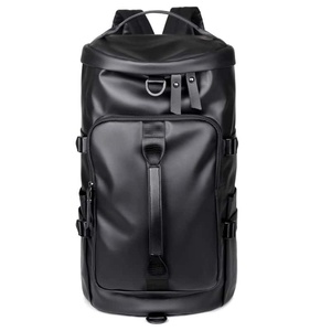 Sac à dos de voyage unisexe en PU 36-55L avec fermeture éclair, résistant à l'eau, design minimaliste, sac de week-end noir - Product Image 1