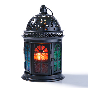 Lanterna all'ingrosso della lampada del vento del metallo su ordinazione marocchina Eid della lampada di Ramadan della luna nera e della stella - Product Image 6