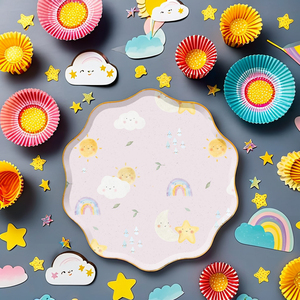 DAMAI Sky Rainbow Cloud Star Sun Kids Birthday Party Supplies Disposable <b>Dinnerware</b> Paper Napkin Cups Plates Party Tableware <b>Set</b> - Product Image 2