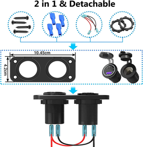 ช่องเสียบที่จุดบุหรี่ 12V, ช่องเสียบชาร์จ<span class=keywords><strong>เร็ว</strong></span> 3.0 และ PD 3.0 USB พร้อมปุ่มสวิ<span class=keywords><strong>ต</strong></span>ช์, อะแดปเ<span class=keywords><strong>ต</strong></span>อร์กันน้ำ <span class=keywords><strong>12</strong></span> โวลต์ - Product Image 3