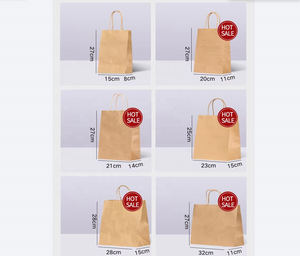 Takeout Brown Flower Kraft Einkaufs papiertüte mit Griffen Restaurant Takeaway Snack Verpackung Papiertüten - Product Image 5