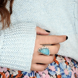 Anello Geometrico Triangolare Irregolare Effetto Marmo Stile Vintage Gioielli di Moda per Donne - Product Image 5