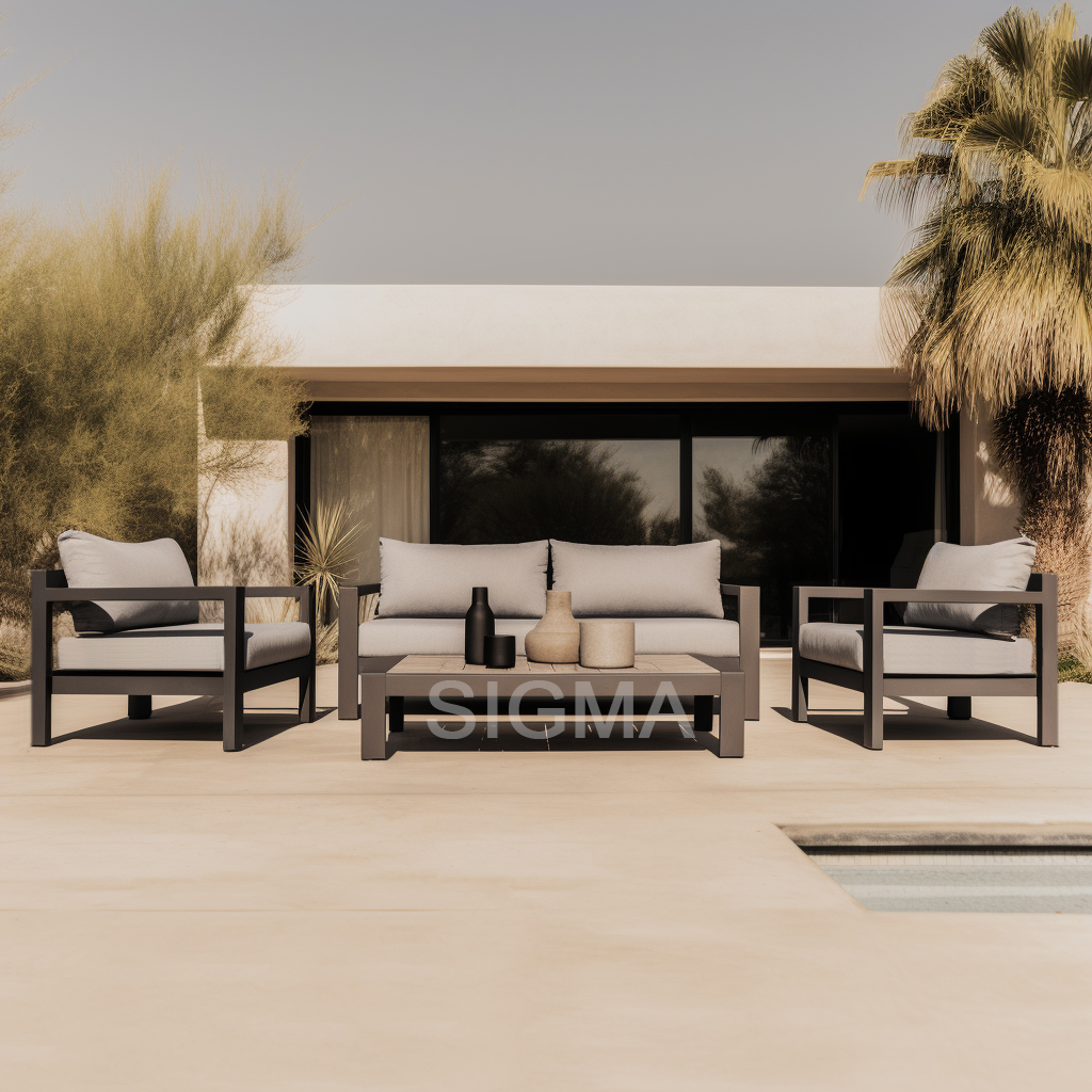 New Arrival Outdoor Patio Garden Sets Hotel Resort Handcrafted Metal Aluminum Sofa 2 seat sofa