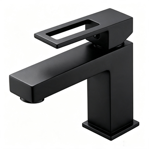 Robinet de lavabo carré à levier unique, poignée creuse, finition chrome poli pour hôtel et salle de bain commerciale - Product Image 4