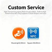 Carte autocollante RFID NFC en époxy ISO14443A 13,56 MHz programmable Ntag213 215 216, anti-métal, étanche, avec code QR imprimé pour paiement
