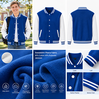 Veste en molleton brossé de haute qualité avec logo personnalisé, uniforme d'équipe, vente en gros, veste universitaire vierge, veste de baseball pour hommes