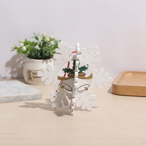 Campana a cinque stelle in legno decorazioni natalizie rosso vecchio albero fiocco di neve fornisce stile Festival festivo - Product Image 6