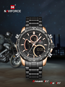 <span class=keywords><strong>NAVIFORCE</strong></span> <span class=keywords><strong>9182</strong></span> Nuevo producto Venta directa de fábrica Listo para enviar Estilo Morden Mejor precio Relojes de cuarzo para hombres Banda de acero inoxidable - Product Image 6