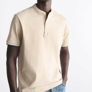 Col à revers, fermeture boutonnée sur le devant, design personnalisable, décontracté, vierge pour t-shirt pour homme à manches courtes, coton de haute qualité - Product Image 2