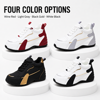 Chaussures décontractées tendance en cuir PU avec logo personnalisé, baskets à lacets à talon surélevé, toutes saisons, fabricant de chaussures en gros