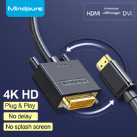 Cable HDMI a DVI Mindpure 4K 60Hz Bidireccional Coaxial Chapado en Oro Macho a Macho 1.5m-5m para HDTV, Laptop, PC, DVD