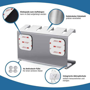 Porte-brosse à dents mural en acier inoxydable personnalisé direct d'usine une seconde installation coin de forage moderne pour salle de bain 4 - Product Image 2