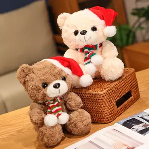 Gran oferta, oso de peluche de Navidad, oso de peluche, regalo para niños, oso bonito con sombrero de Navidad, juguetes de peluche de anime